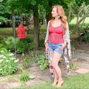 Boho style mixed floral kimono